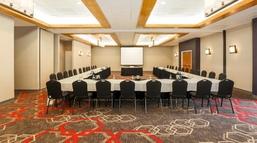 Meeting room arranged for a session